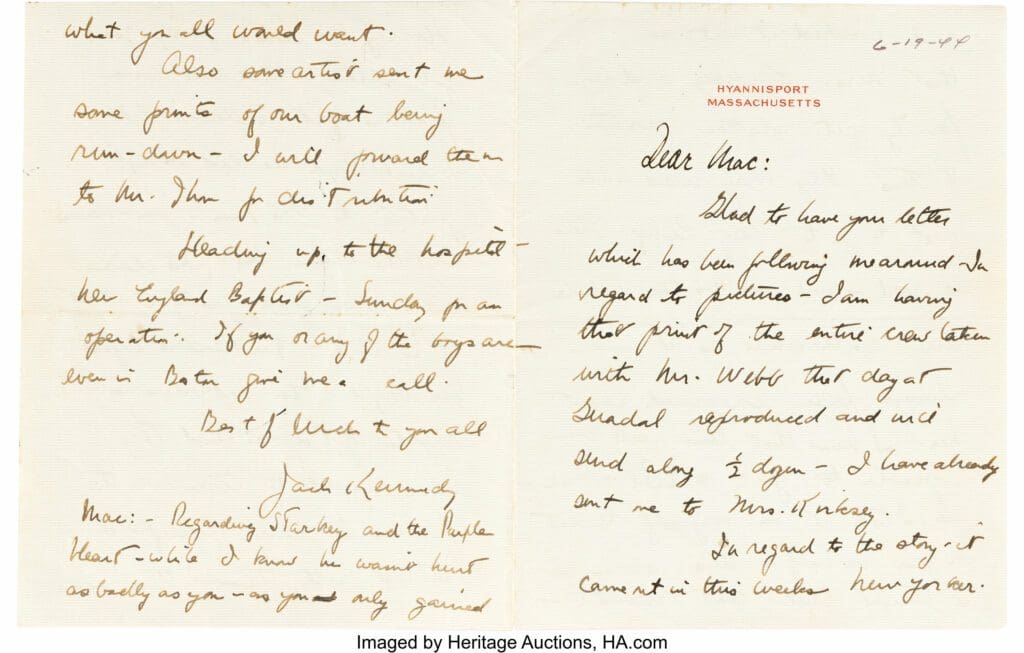 John F. Kennedy Autograph Letter Signed to a Crew Member of the PT 109 Heritage Auctions John F. Kennedy Autograph Letter Signed to a Crew Member of the PT 109 Heritage Auctions