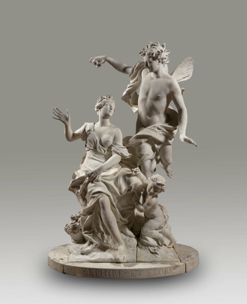 Z‚phyr, Flore et l'Amour, Philippe Bertrand, Ren‚ Fr‚min, Jacques Bousseau Chƒteau de Versailles C. Fouin Zéphyr, Flore et l'Amour, par Philippe Bertrand, René Frémin, et Jacques Bousseau au Château de Versailles. Photo par C. Fouin.